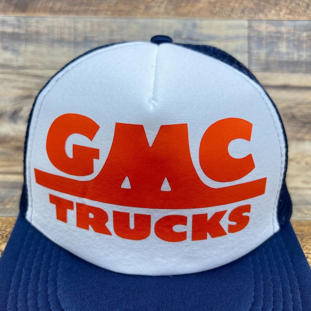 Vintage GMC Trucks Mens Trucker Hat Navy Snapback 1947 Logo Car Automobile Cap - Picture 2 of 7